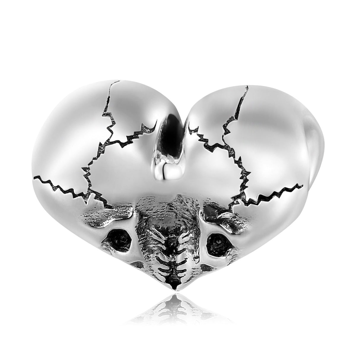 Halloween Skull Heart Shape Silver Pendant