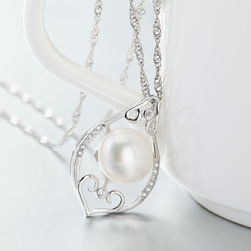 (Pendant Only) Leaf Shape with Freshwater Pearl Silver Pendant for Women