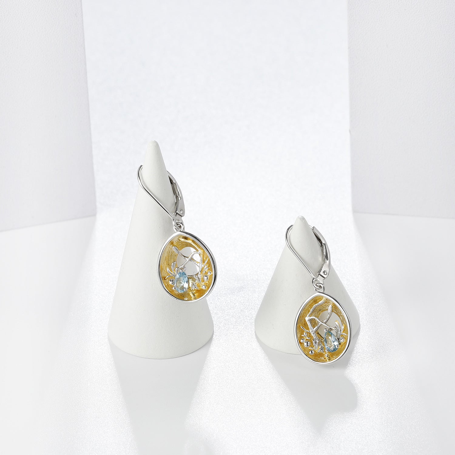 S925 Silver Inlaid Natural Topaz Drop Earrings for Women