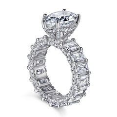 Pear Drop Zircon with Full Emerald Cut Zircon Silver Ring