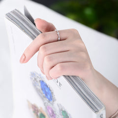 Rhombus and Round Zircon Sterling Silver Thin Ring