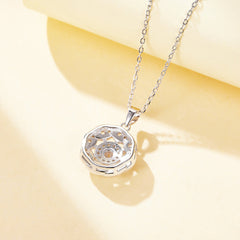 Petals Circle with Colourful Round Zircon Pendant Silver Necklace for Women