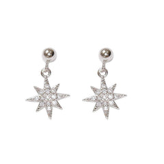 Zircon Eight-star Pendant Silver Studs Earrings for Women