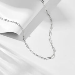 Paper Clip Chain Silver Necklace