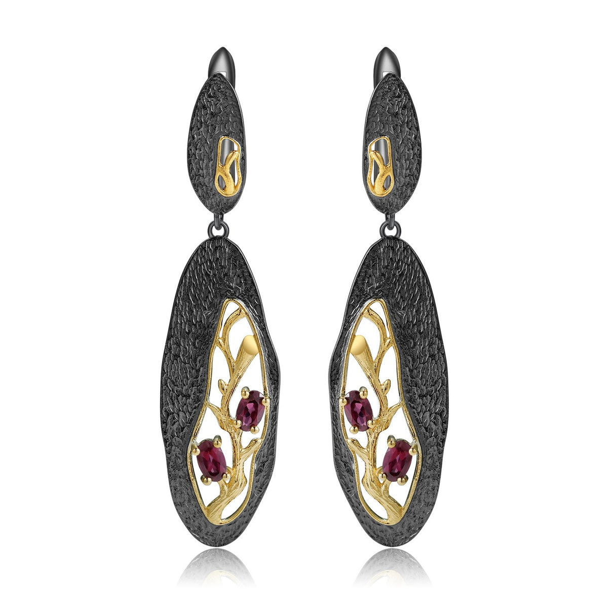 Premium Colourful Gemstones Branches Silver Drop Earrings for Women