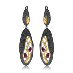 Premium Colourful Gemstones Branches Silver Drop Earrings for Women