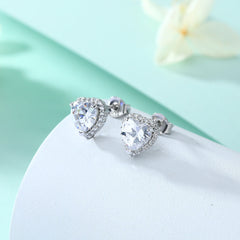 Halo Heart Zircon Stud Earrings