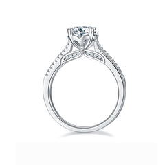 Cathedral Mermaid Four Prongs 1.0 Carat Moissanite Engagement Ring