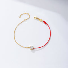 Round Zircon Splice Colourful Rope Silver Bracelet  for Women