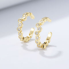 Geometric Beading Zircon Silver Ear Bone Clip Earring for Women