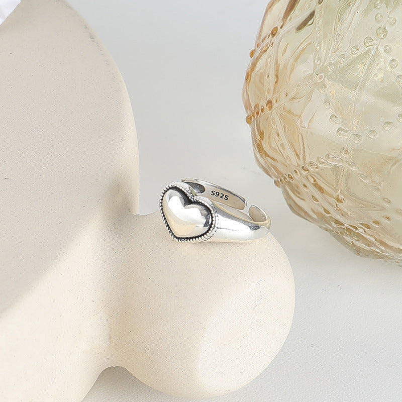 Heart Shape Opening Sterling Silver Ring