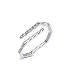 Geometric Opening with Zircon Silver Ring for Women