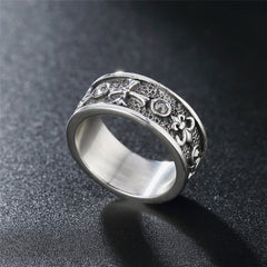 Children Flower Cross Titanium Steel Ring for Men