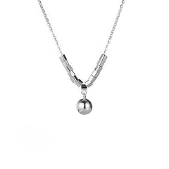 (Two Colours) Mini Rectangles with Little Ball Pendants 925 Silver Collarbone Necklace for Women