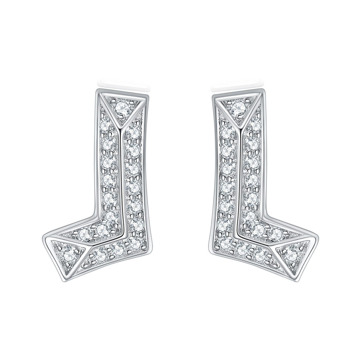 Zircon L Letter Silver Studs Earrings for Women