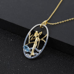 Personality Design Inlaid Colourful Gemstone The Women Tops The Vat Oval Pendant Silver Necklace for Women