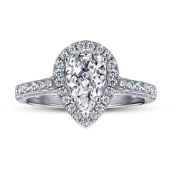 (1.5CT) Water-drop Zircon Soleste Halo Silver Ring for Women