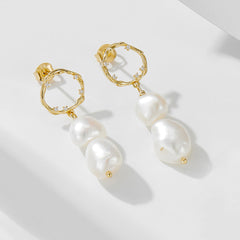 Vintage Baroque Freshwater Pearl wreath Sterling Silver Drop Earrings