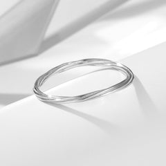 Geometric Interweaving Wrapping Line Sterling Silver Ring