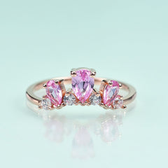 S925 Silver Barbie Pink with Rose Gold Ring for Women