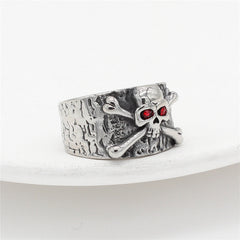 Halloween Cross Skeleton Zircon Titanium Steel Ring for Men