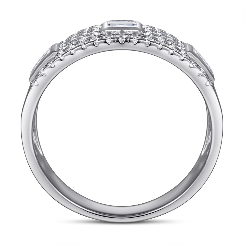 Wide Style with Zircon Silver Ring