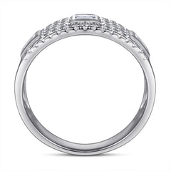 Wide Style with Zircon Silver Ring