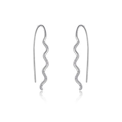 Zircon Wave Silver Hook Earrings for Women