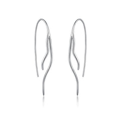 Geometric Shape Long Style Silver Hook Earrings for Women