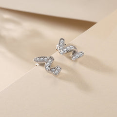 Zircon Spiral Sterling Silver Stud Earrings