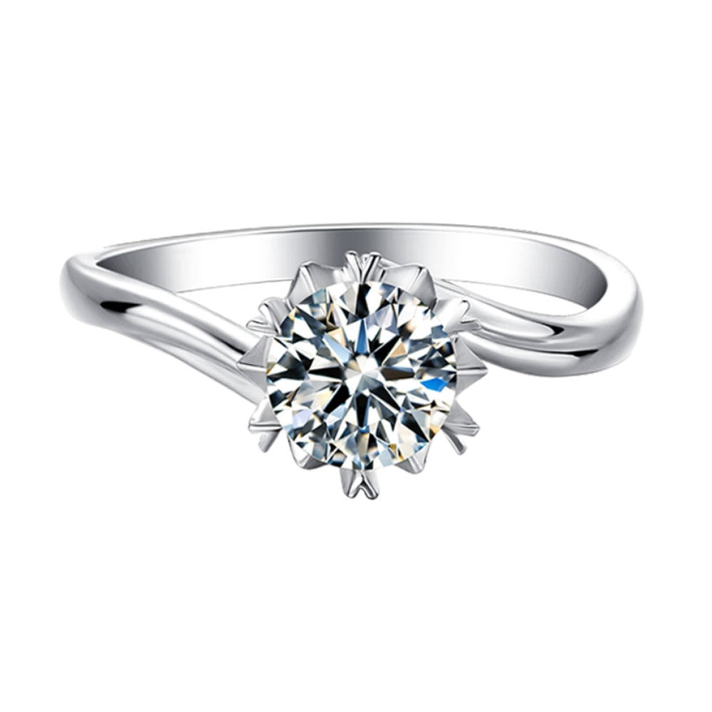 Twist Arm Flower Prong 1.0 Carat Moissanite Engagement Ring