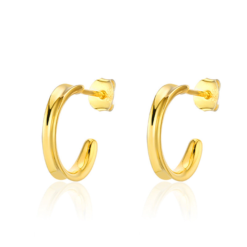 C-shape Silver Studs Earrings for Women