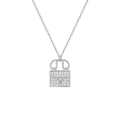 Zircon Small Bag Pendant Silver Necklace for Women