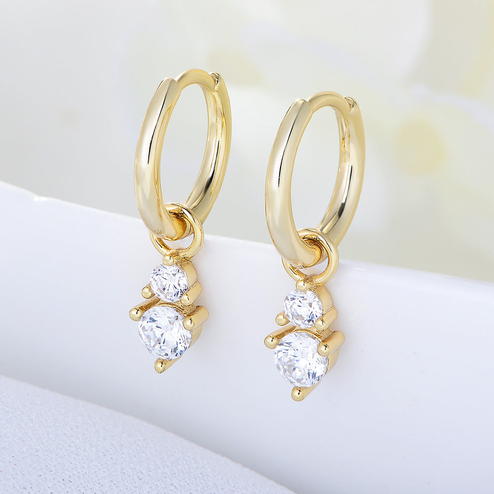 Two Zircon Pendant Silver Drop Earrings for Women