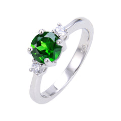 Round Cut Natural Gemstone Silver Ring