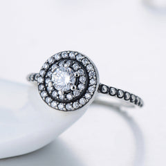 Retro Classic S925 Round Inlaid Zircon Ring for Women Cross Border European and American Popular Jewelry Fashion Niche Jewelry