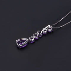 High-grade Luxury Style Natural Colourful Gemstones String with Pear Drop Pendant Silver Necklace for Women