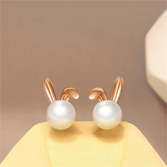 Bunny Pearl Silver Studs Earrings for Women