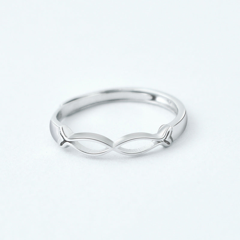 Kissing Fish Silver Couple Ring for Women