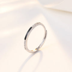 Black Rectangle with Zircon Silver Ring for Women