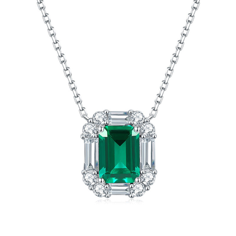 Rectangle Lab Created Emerald Necklace