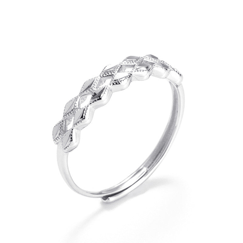 Double Rows of Rhombus Opening Sterling Silver Ring