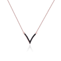 Zircon Letter V Pendant Silver Necklace