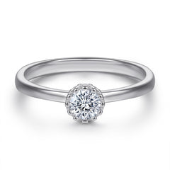 Round Zircon Solitaire Silver Ring