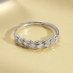 Double Rows of Rhombus Opening Sterling Silver Ring