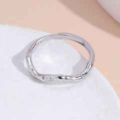Bamboo Design Wave Opening Sterling Silver Ring