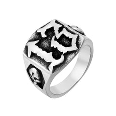 Halloween Skeleton Head No.13 Square Titanium Steel Ring for Men