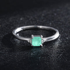 S925 Japanese Light Luxury Imitation Paraiba Tourmaline Temperament Women's Ring Personality Fresh and Sweet Ring Foreign Trade Jewelry