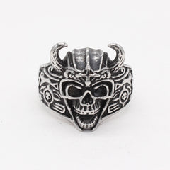 Halloween Skull Ox Horn Titanium Steel Ring for Men