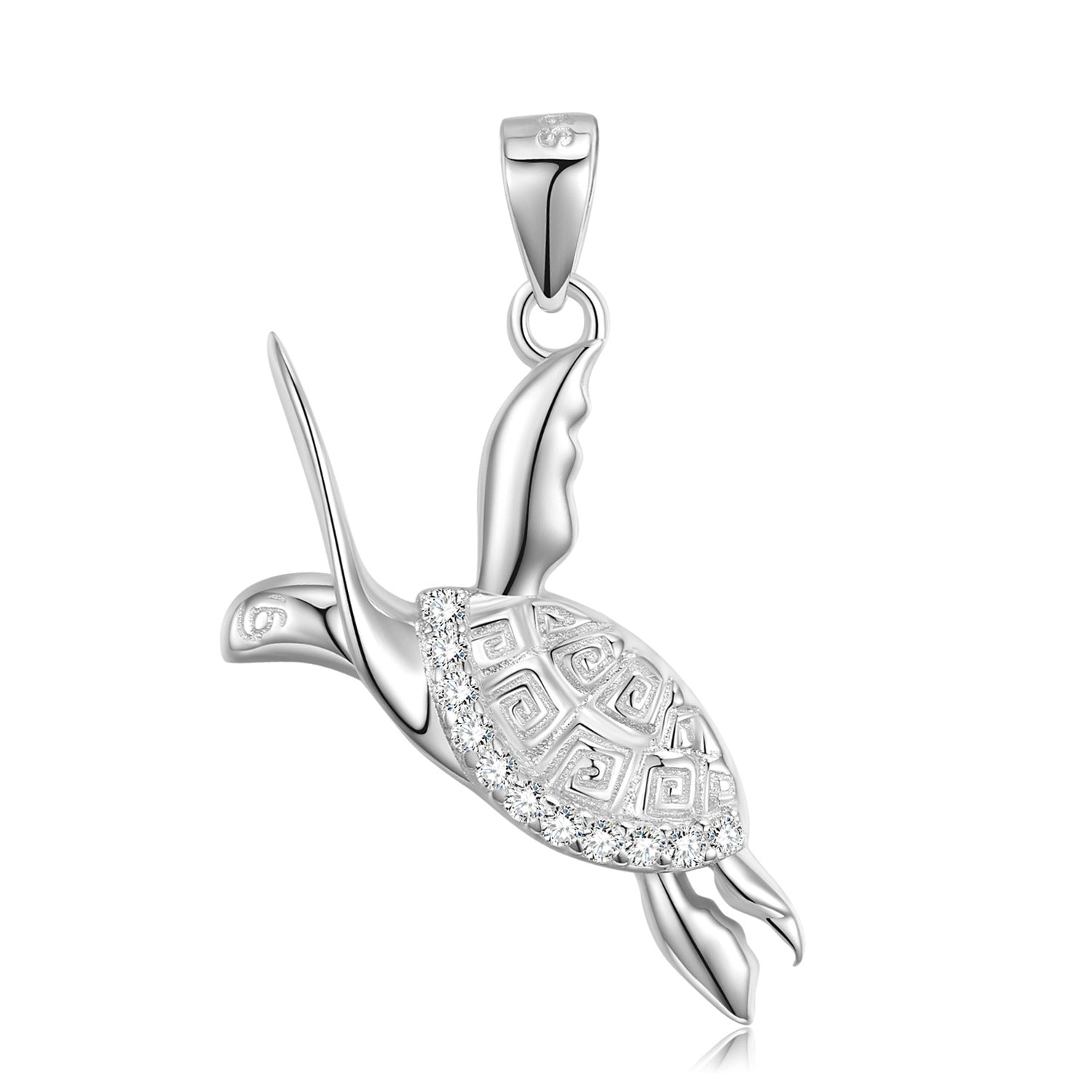 Turtle Pendant Zircon Silver Necklace